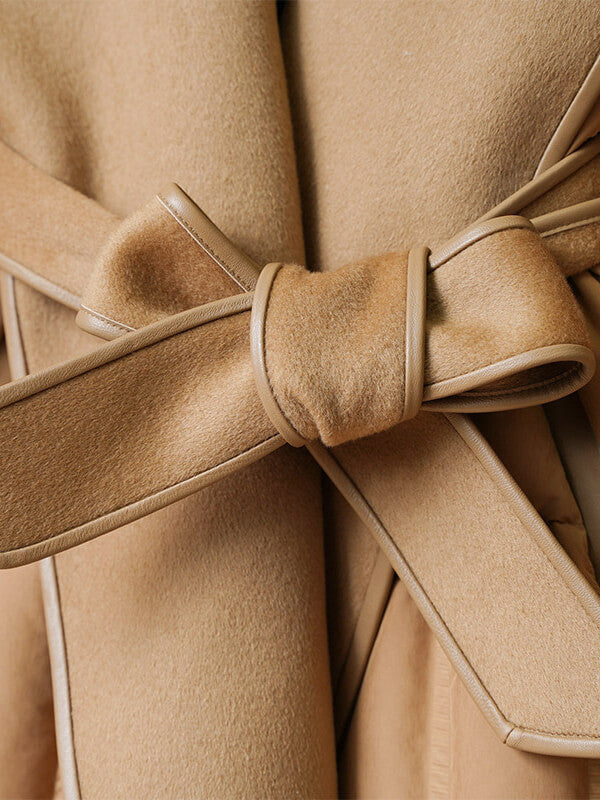 Airchics manteau doudoune laine avec poches ceinture femme élégant