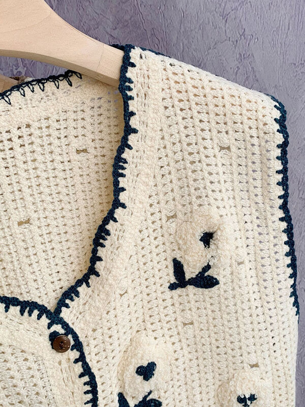 Airchics gilet crochet fleurie femme mode