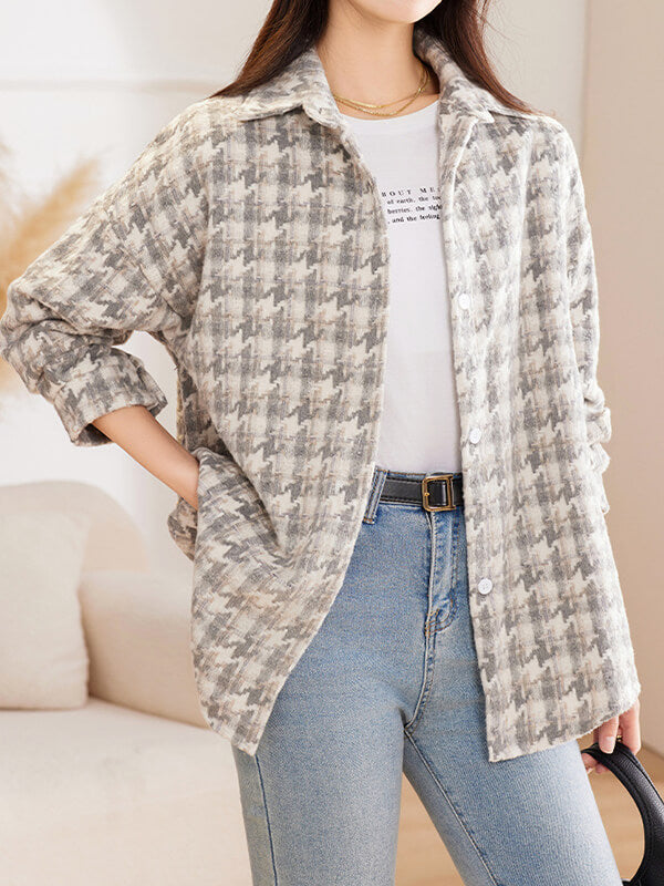 Airchics blouse pied de poule boutonnage femme mode