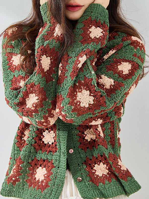 Airchics cardigans fleurie boutonnage femme mode