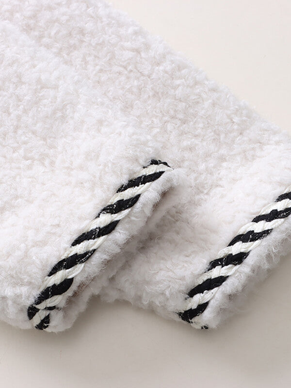 Airchics manteau teddy coat tweed rayé boutonnage avec poches femme mode