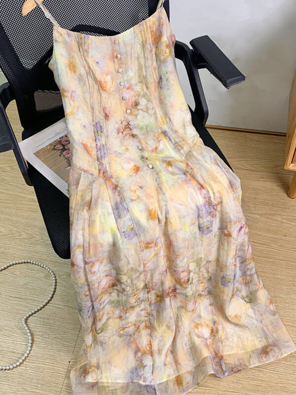 Airchics robe longue mousseline imprimé à fleurie à fines brides mode plage