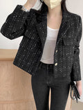 Airchics blazer courte carreaux boutonnage avec poches femme mode