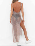 Robe Transparente Sexy De Couleur Unie Avec Bretelles En Maille