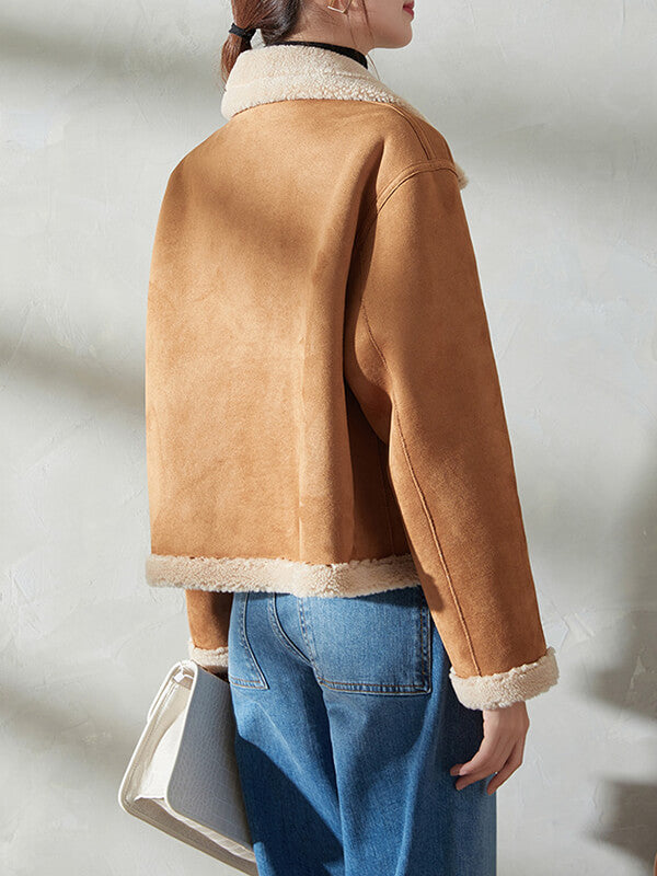 Airchics manteau aviateur suedine boutonnage avec poches femme mode