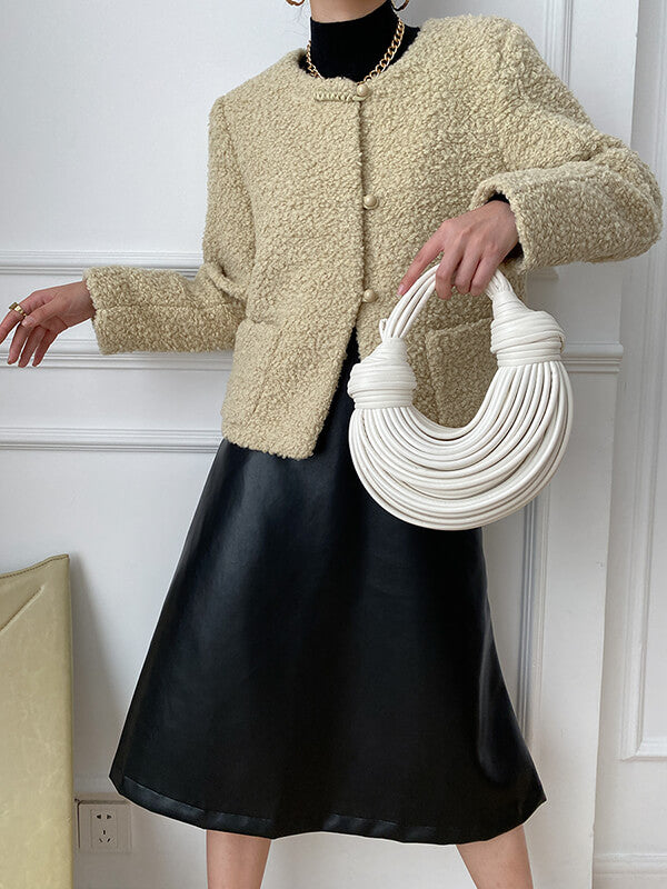 Airchics manteau teddy coat doublé polaire boutonnage avec poches femme mode