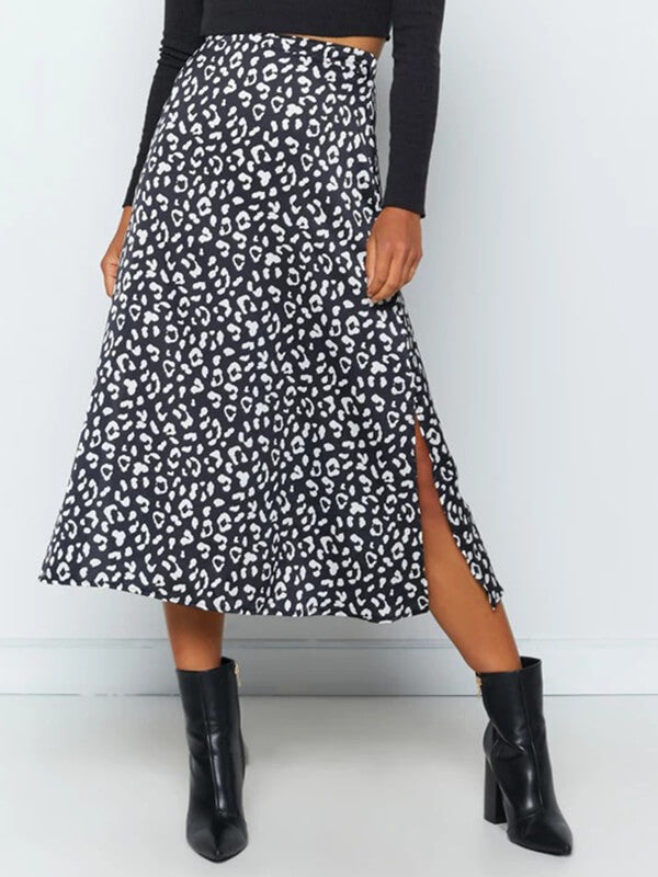 Airchics longue jupe léopard fendu le côté taille haute femme mode