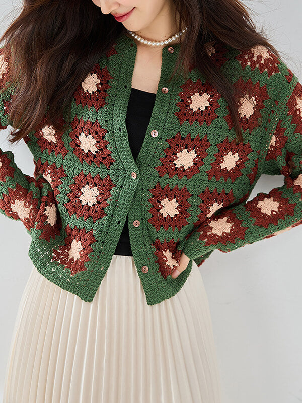 Airchics cardigans fleurie boutonnage femme mode