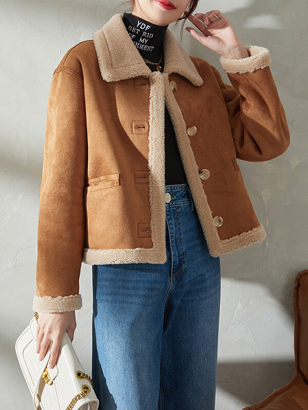 Airchics manteau aviateur suedine boutonnage avec poches femme mode