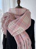 Airchics écharpe carreaux avec frange femme vintage hiver