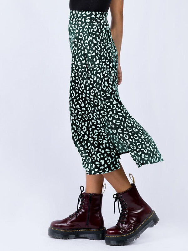 Airchics longue jupe léopard fendu le côté taille haute femme mode