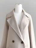 Élégant Manteau Longue en Laine Double Boutonnage avec Poches Femme