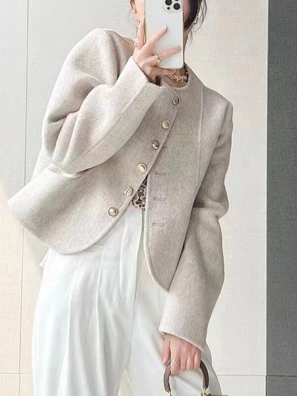 Airchics manteau en laine courte boutonnage femme mode