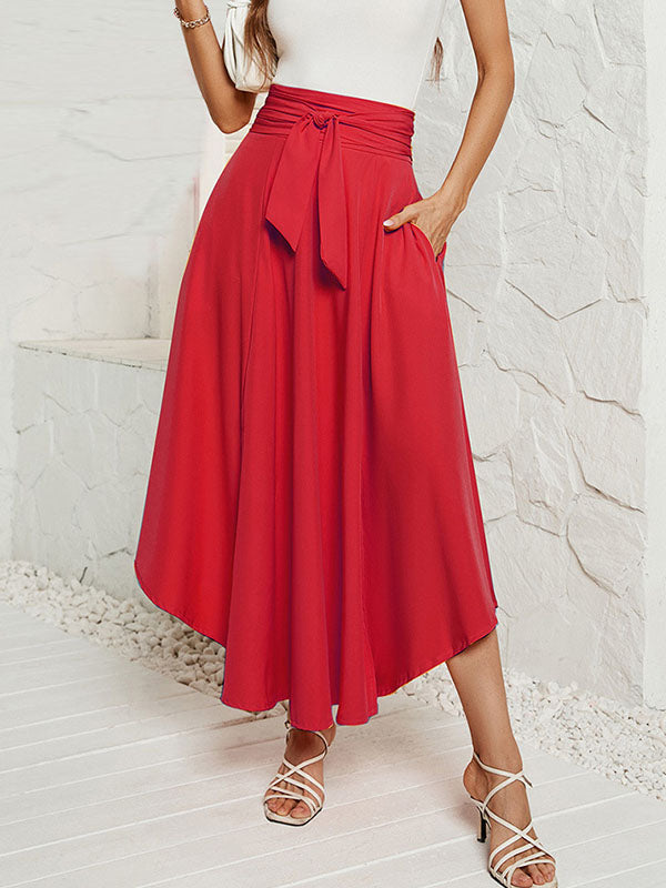 Airchics Jupe À Nouer À La Taille De Couleur Unie Pour Femmes