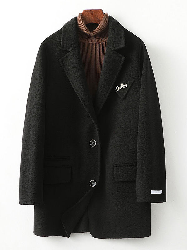 Airchics manteau en laine boutonnage avec poches col revers femme mode