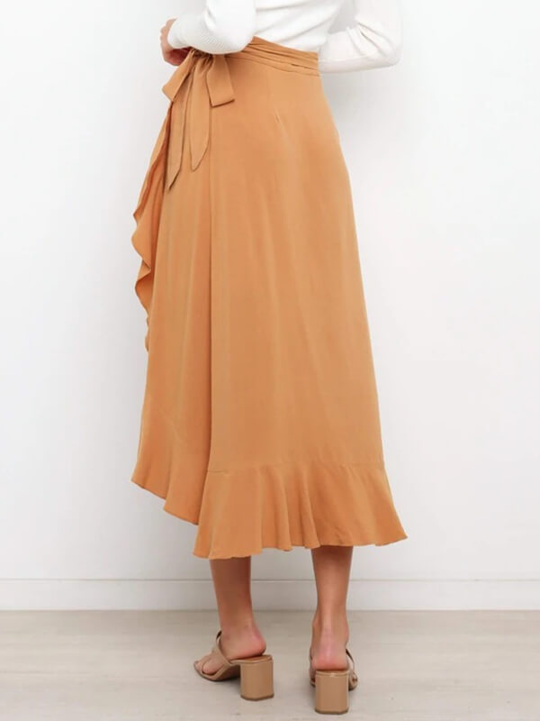 Airchics longue jupe peplum à volantée avec ceinture femme mode