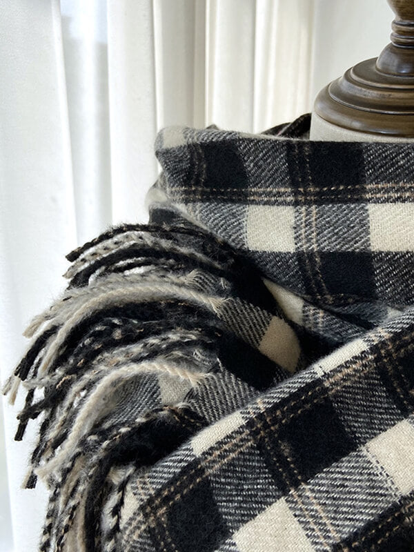 Airchics écharpe carreaux avec frange femme mode hiver