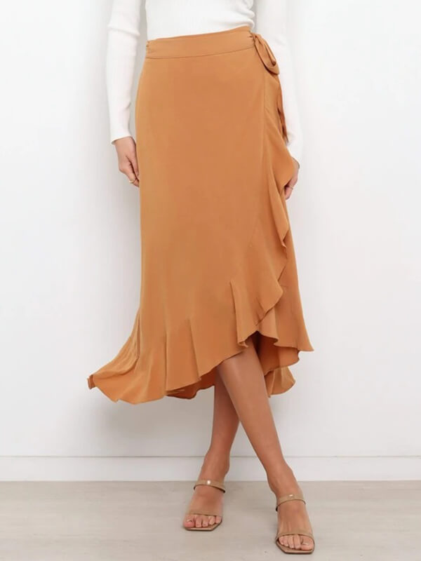 Airchics longue jupe peplum à volantée avec ceinture femme mode