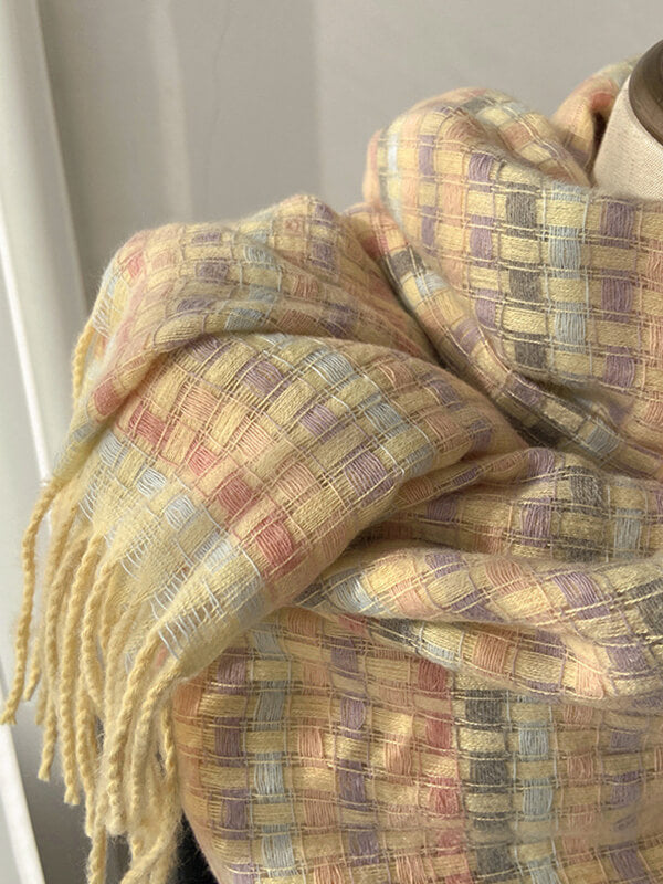 Airchics écharpe carreaux avec frange femme doux