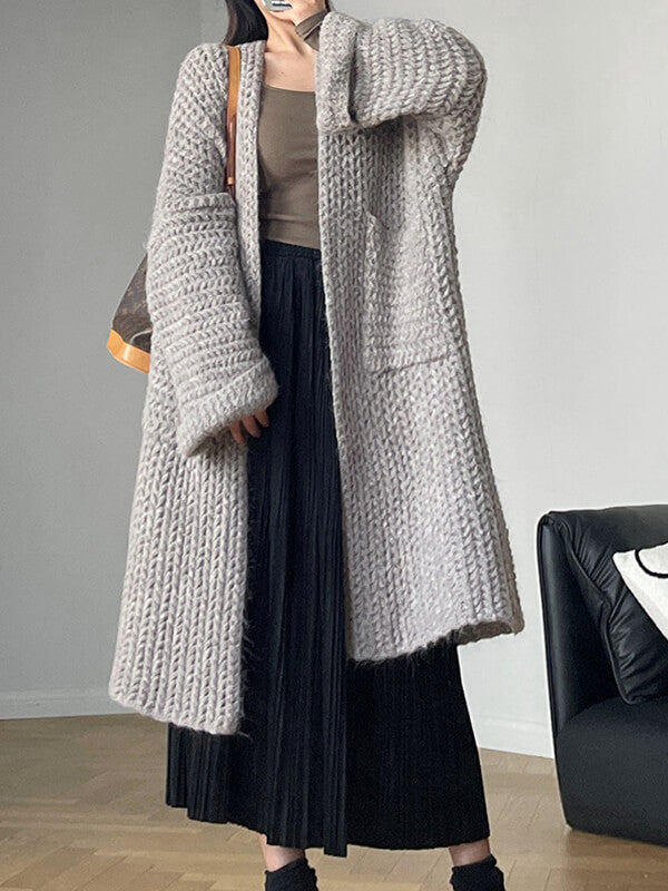 Airchics cardigans en laine longue avec poches femme oversized