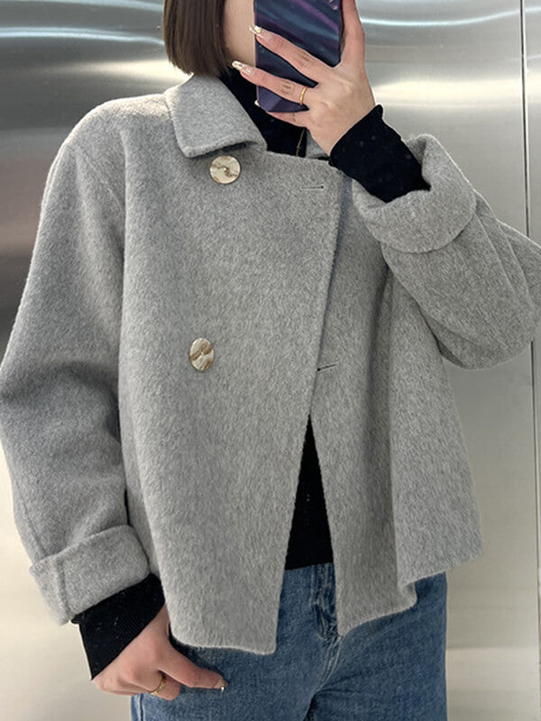 Airchics manteau en laine courte boutonnage col revers femme mode