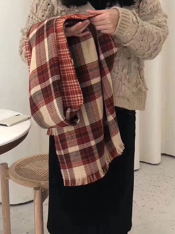 Airchics écharpe carreaux femme mode rouge noël