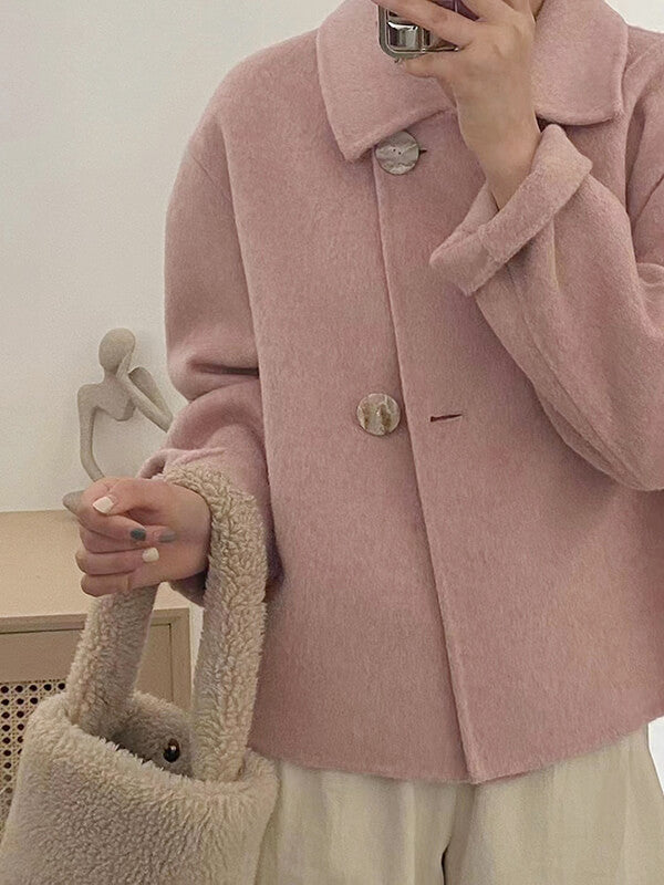 Airchics manteau en laine courte boutonnage col revers femme mode