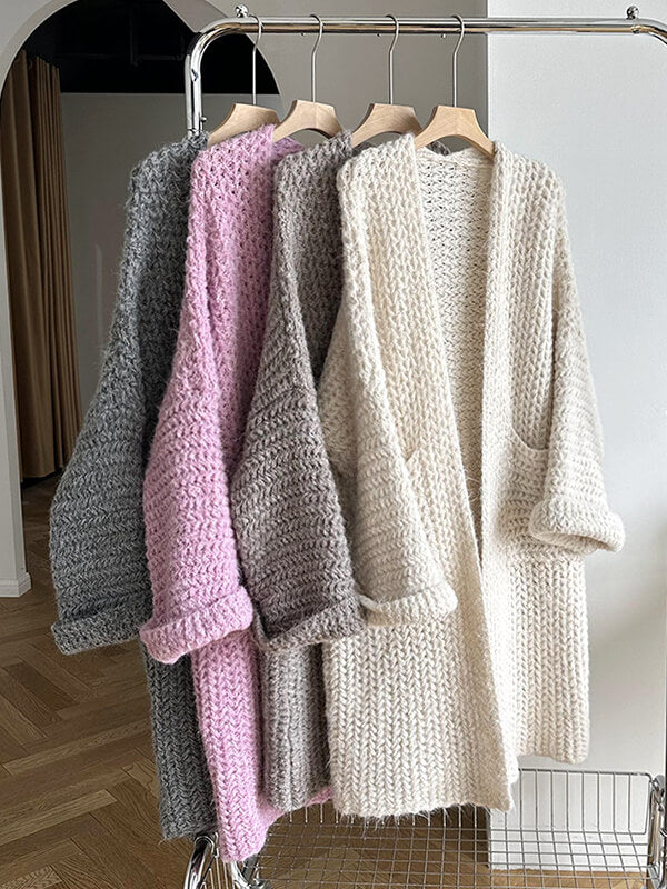 Airchics cardigans en laine longue avec poches femme oversized