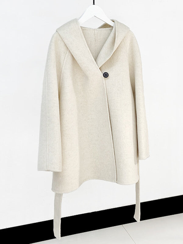 Airchics manteau en laine avec ceinture à capuche femme mode