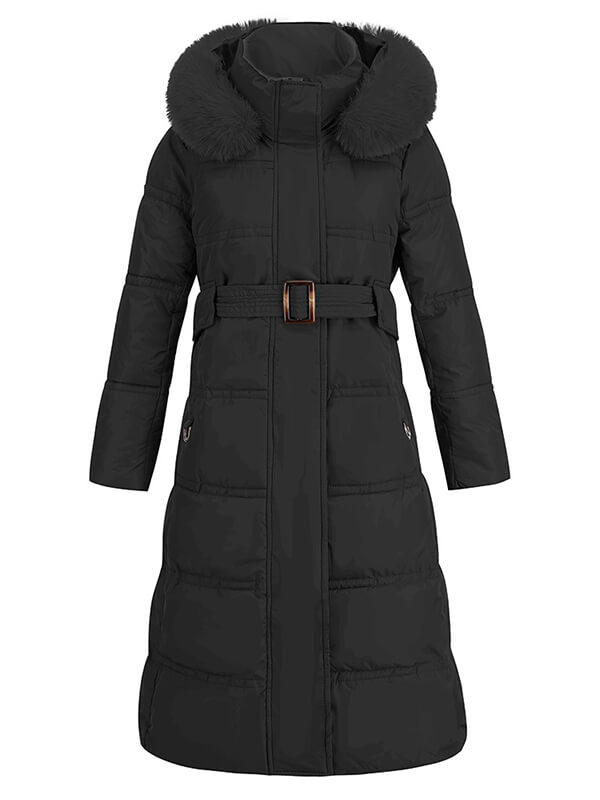 Airchics manteau avec poches ceinture à capuche femme mode hiver