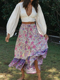 Airchics jupe imprimé à fleurie fendu le côté femme bohème violet
