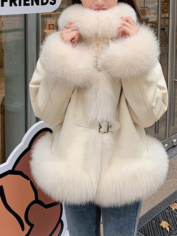 Airchics manteau en fausse fourrure suedine avec poches femme mode hiver