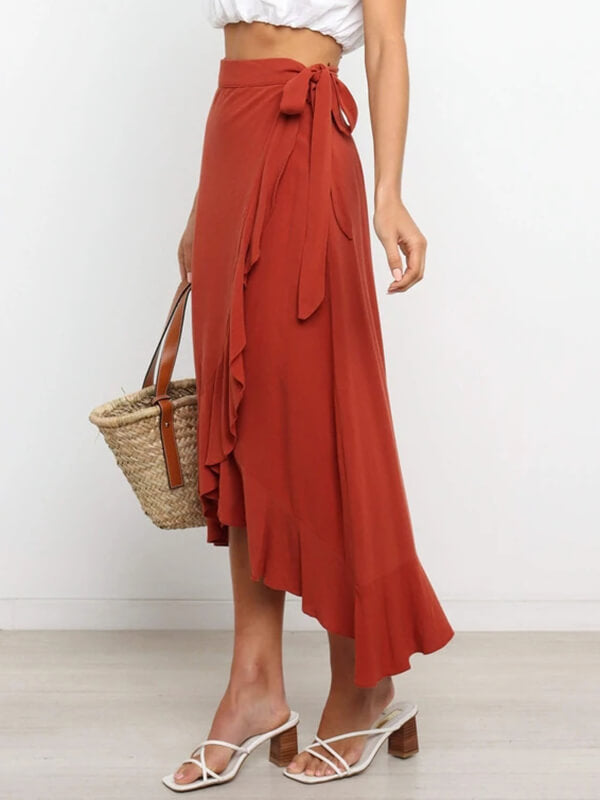 Airchics longue jupe peplum à volantée avec ceinture femme mode