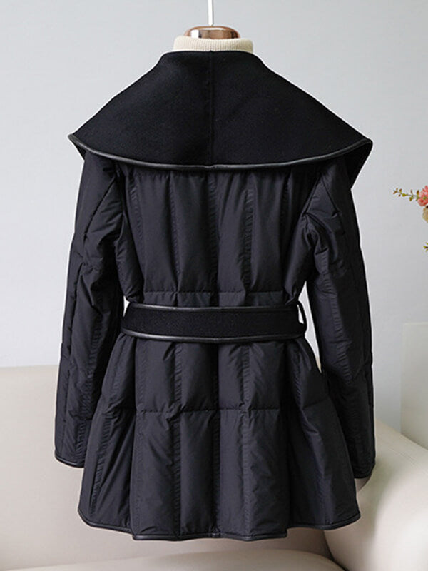 Airchics manteau doudoune laine avec poches ceinture femme élégant