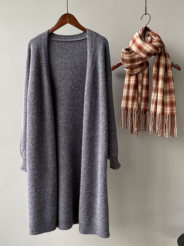 Airchics cardigans longue unicolore manches longues femme lâche décontracté