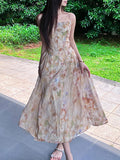 Airchics robe longue mousseline imprimé à fleurie à fines brides mode plage