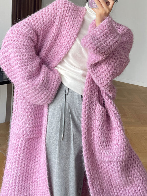 Airchics cardigans en laine longue avec poches femme oversized