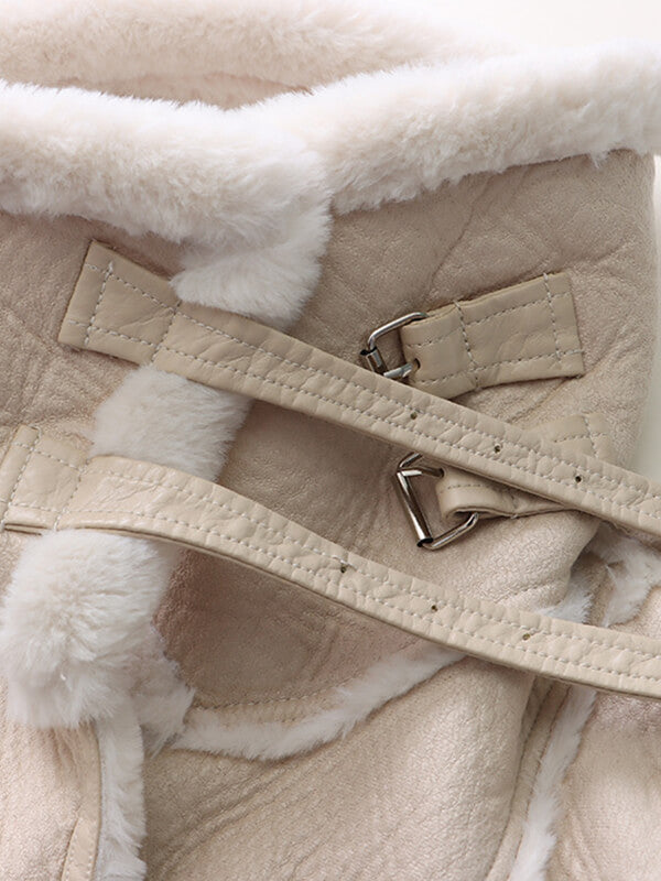 Airchics manteau aviateur simili cuir doublé polaire avec poches femme hiver