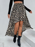 Airchics longue jupe court devant longue derriere léopard à volantée femme mode