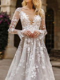 Airchics Robe De Mariée Robe À Manches Longues En Dentelle