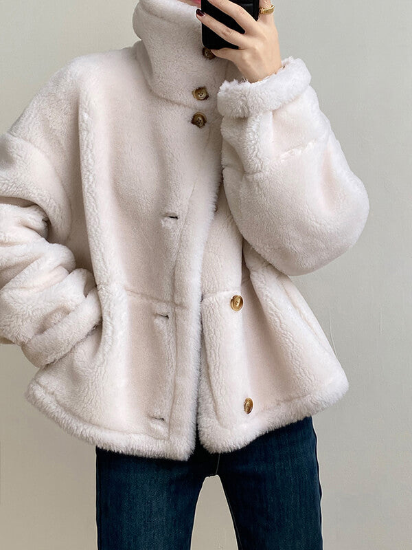 Airchics manteau aviateur suedine doublé polaire boutonnage femme oversized