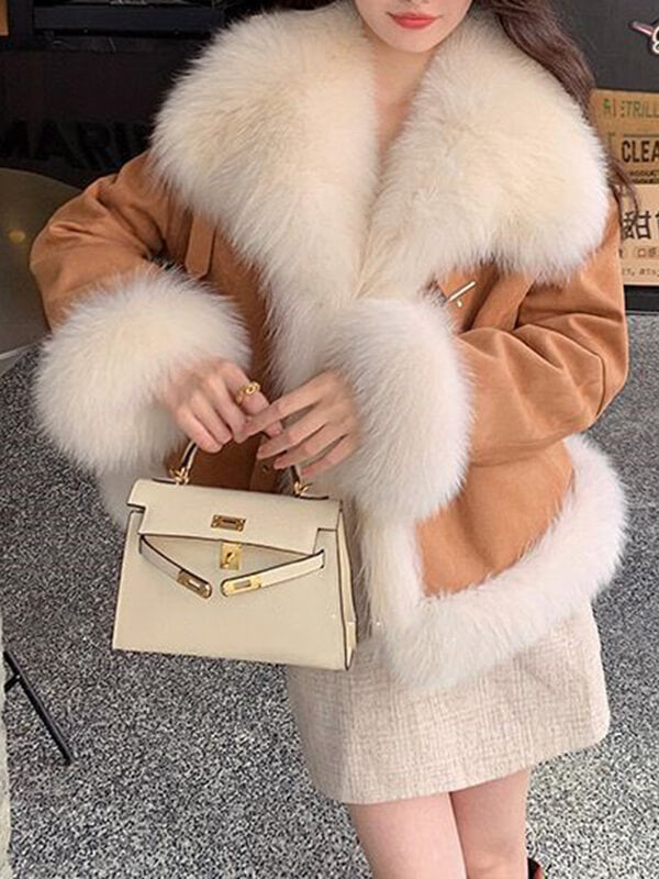 Airchics manteau en fausse fourrure suedine avec poches femme mode hiver