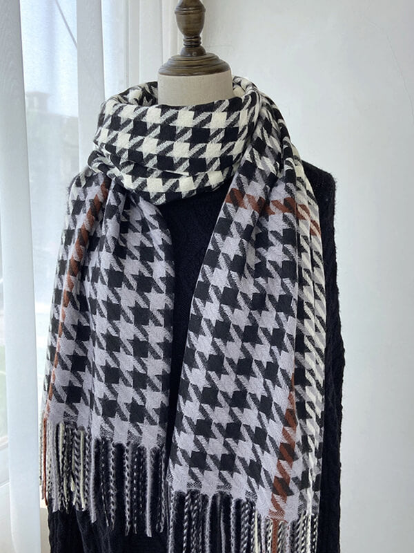 Airchics écharpe pied de poule avec frange femme mode