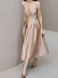 Airchics robe longue satin à fines brides élégant soirée champagne
