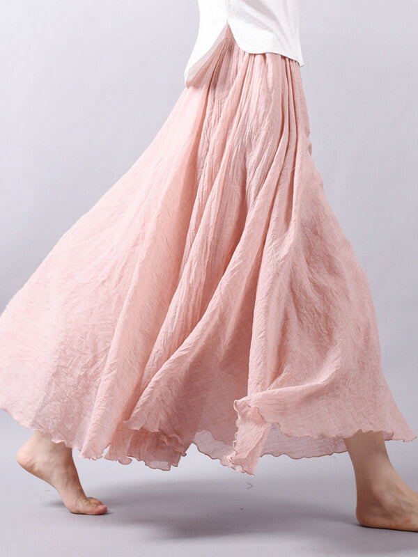 Airchics jupe longue coton unicolore fluide femme décontracté