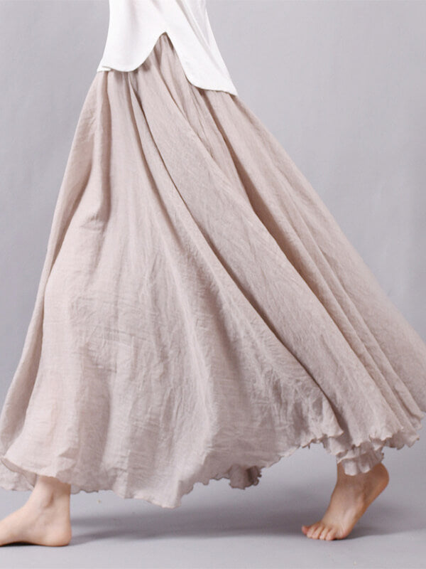 Airchics jupe longue coton unicolore fluide femme décontracté