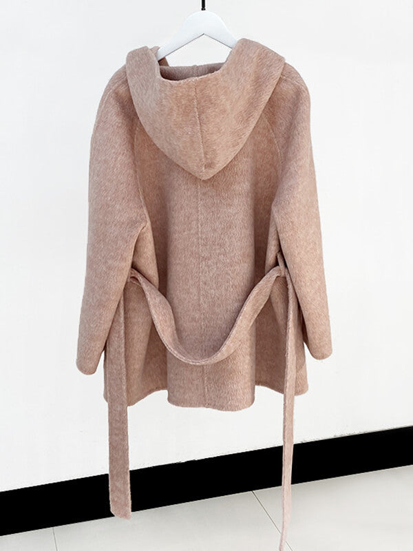 Airchics manteau en laine avec ceinture à capuche femme mode