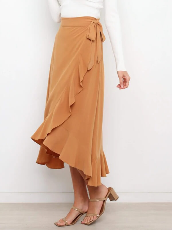 Airchics longue jupe peplum à volantée avec ceinture femme mode