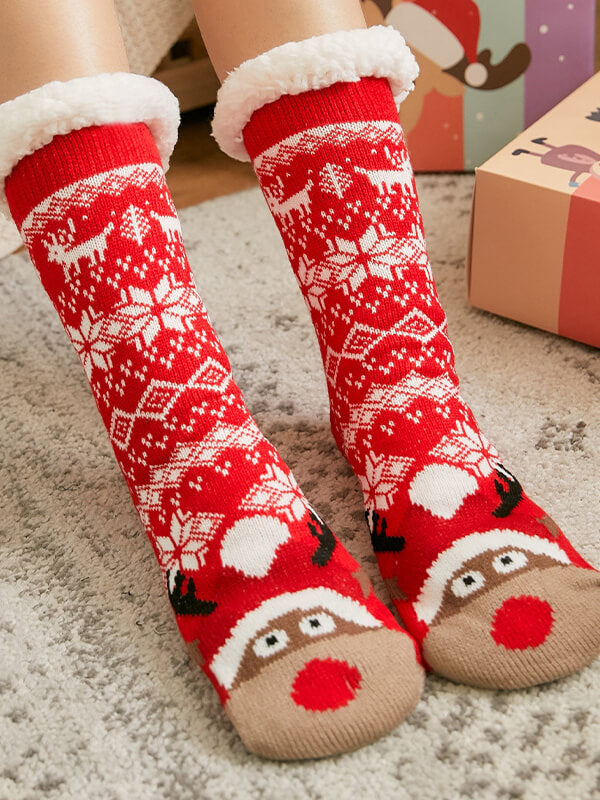 Airchics chaussettes de sol doublé polaire femme hiver noël