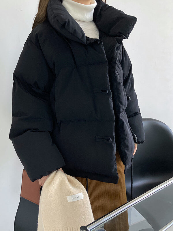 Airchics manteau en coton avec poches boutonnage col montant femme mode hiver